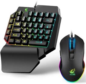 img 4 attached to 🎮 One-Handed Gaming Keyboard and Mouse Combo - 39 Keys PUBG Keycap Version with Wired Mechanical Feel and Rainbow Backlit - Includes Wrist Rest and USB Wired Gaming Mouse for Enhanced Gaming Experience