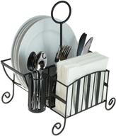 🍽️ optimized black metal mesh kitchen/picnic buffet caddy organizer for utensils, plates, napkins with convenient handle логотип