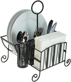 img 4 attached to 🍽️ Optimized Black Metal Mesh Kitchen/Picnic Buffet Caddy Organizer for Utensils, Plates, Napkins with Convenient Handle