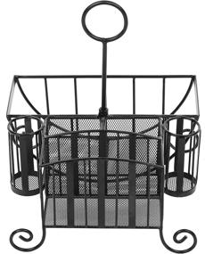 img 1 attached to 🍽️ Optimized Black Metal Mesh Kitchen/Picnic Buffet Caddy Organizer for Utensils, Plates, Napkins with Convenient Handle