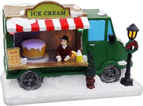 img 4 attached to 🎄 Christmas Village Tabletop Ice Cream Truck: Pre-lit Winter Snow Village Décor – Perfect Indoor Christmas Decoration and Collectible Centerpiece