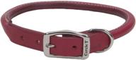 🐾 coastal - circle t - oak tanned red leather round dog collar, 1-inch x 18-inch logo