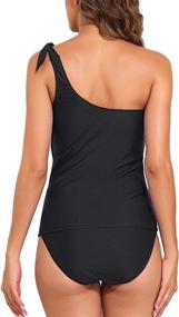 img 2 attached to 👙 Hilor Shoulder Swimwear: Trendy and Classy Asymmetric Swimsuits for Women's Clothing and Swimsuits & Cover Ups