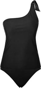 img 1 attached to 👙 Hilor Shoulder Swimwear: Trendy and Classy Asymmetric Swimsuits for Women's Clothing and Swimsuits & Cover Ups
