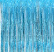 🎉 blukey turquoise metallic tinsel foil fringe backdrop curtain - perfect for weddings, christmas, halloween, new year - 2 pack, 3.2ft x 8.3ft логотип