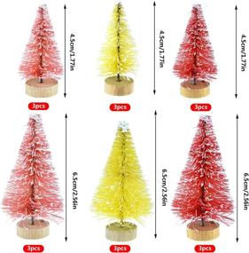 img 3 attached to 🌲 Yookat 51Pcs Mini Pine Trees - Artificial Trees with Wood Base - Sisal Trees Bottle Brush Trees Assorted Colors and Deer Boxes - Winter Snow Ornaments for Christmas Decoration