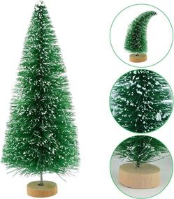 img 1 attached to 🌲 Yookat 51Pcs Mini Pine Trees - Artificial Trees with Wood Base - Sisal Trees Bottle Brush Trees Assorted Colors and Deer Boxes - Winter Snow Ornaments for Christmas Decoration