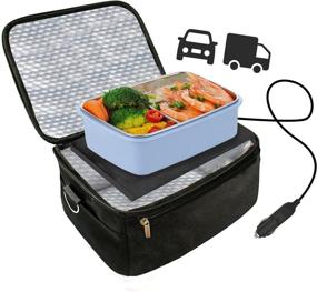 img 4 attached to 🚗 Portable 12V Car Food Warmer - Personal Oven with Adjustable/Detachable Shoulder Strap, Ideal for Work, Picnic, Road Trip - Electric Slow Cooker for Food (Black)