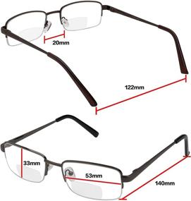 img 2 attached to 👓 Set of 2 Metal Half Rim Bifocal Reading Glasses with Quality Spring Hinge for Men and Women