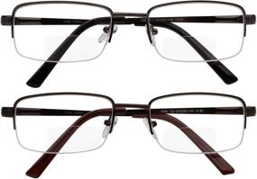 img 3 attached to 👓 Set of 2 Metal Half Rim Bifocal Reading Glasses with Quality Spring Hinge for Men and Women