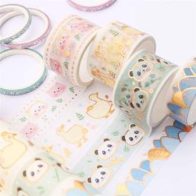 img 3 attached to 🐾 YUBBAEX Super Cute Washi Tape Set - 25MM Wide, 4 Rolls Gold Decorative Masking Tapes for Bullet Journal, Scrapbook, Planner, DIY Crafts - Cute Animals