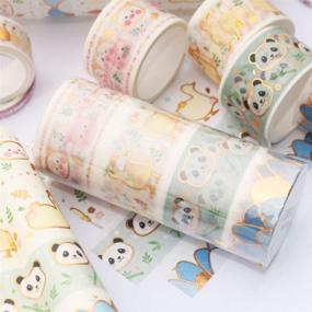 img 1 attached to 🐾 YUBBAEX Super Cute Washi Tape Set - 25MM Wide, 4 Rolls Gold Decorative Masking Tapes for Bullet Journal, Scrapbook, Planner, DIY Crafts - Cute Animals