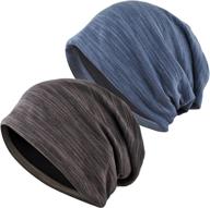 🧢 stay stylish with einskey slouchy beanie: 2-pack oversize baggy skull cap for men/women - summer thin knit hat logo