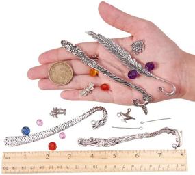 img 1 attached to 📚 Metal Hook Bookmarks Making Kit - SUNNYCLUE DIY 4 Set with Dolphin Leaf Dragon Bird Bookmark, Assorted Beads, Heart/Tree/Flagon/Owl Charm Pendants, Headpins, and Antique Silver - Includes Instruction
