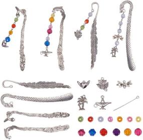 img 4 attached to 📚 Metal Hook Bookmarks Making Kit - SUNNYCLUE DIY 4 Set with Dolphin Leaf Dragon Bird Bookmark, Assorted Beads, Heart/Tree/Flagon/Owl Charm Pendants, Headpins, and Antique Silver - Includes Instruction