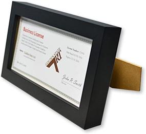 img 2 attached to 🖼️ Golden State Art 4x9 Business License Certificate Wood Frame - Real Glass, Table-top Display - Black