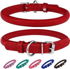 img 4 attached to 🐾 BRONZEDOG Rolled Leather Dog Collar: Stylish Round Rope Pet Collar for Dogs & Cats in Vibrant Colors!