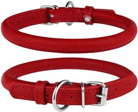 img 2 attached to 🐾 BRONZEDOG Rolled Leather Dog Collar: Stylish Round Rope Pet Collar for Dogs & Cats in Vibrant Colors!