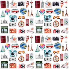 img 4 attached to 🔖 OIIKI 225 PCS Travelling Scrapbook Stickers: Mini Size Adventure Decals for DIY Scrapbook, Vacation Albums, and Travel Journals - 5 Packs x 45 PCS