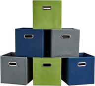 6-pack shaco durable double metal handle cloth storage cubes - foldable cube storage bin in multiple colors logo