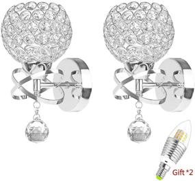 img 4 attached to Enhance Your Home Decor with 2 Pack Modern Style Decorative Crystal Wall Lights - ONEVER Bedside Wall Lamp Sconce in Silver with E14 Socket Bulb Included as Gift