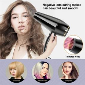 img 2 attached to 💁 IG INGLAM 1875W Hair Dryer with Low Noise & Ions, Professional Salon Blow Dryer for Fast Drying - Black Pro, with Concentrators, 2 Speed 3 Heat Settings, and Cool Button