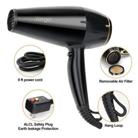 img 1 attached to 💁 IG INGLAM 1875W Hair Dryer with Low Noise & Ions, Professional Salon Blow Dryer for Fast Drying - Black Pro, with Concentrators, 2 Speed 3 Heat Settings, and Cool Button