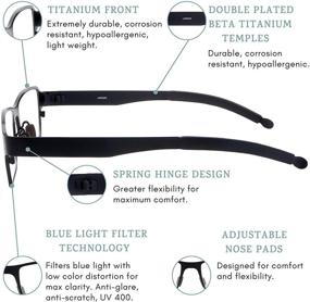 img 2 attached to 🕶️ Enhance Gaming Experience with umizato Titanium Gaming Glasses - Ultimate Blue Light Blocker, Eyewear for Men Women - Improve Sleep and Vision, UV Protection, Anti-Glare Filters, Fatigue Relief (Everest Shiny Black)