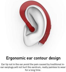 img 1 attached to 🎧 Classic Red Bluetooth Earpiece - Ultralight Single Ear Wireless Headphone with Mic, Up to 8-10 Hours Playtime for Cell Phone - Painless Ear Hook Design