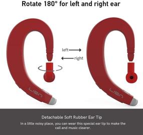 img 3 attached to 🎧 Classic Red Bluetooth Earpiece - Ultralight Single Ear Wireless Headphone with Mic, Up to 8-10 Hours Playtime for Cell Phone - Painless Ear Hook Design