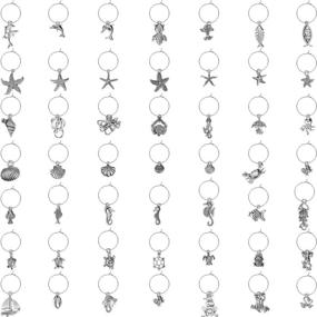 img 3 attached to 🍷 Beach Themed Wine Glass Charms with Hanging Rings & Buckles - 102 Piece Set for Tasting Party Decorations