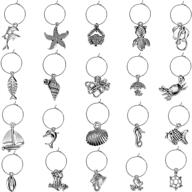 🍷 beach themed wine glass charms with hanging rings & buckles - 102 piece set for tasting party decorations logo