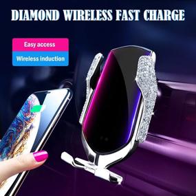 img 3 attached to Stylish & Convenient Silver Car Phone Mount with Fast Wireless USB Charger - Compatible with iPhone Xs Max XR X 8