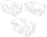 wenzbros 16 inch freezer wire storage baskets, refrigerator organization bins with handles, large metal farmhouse basket for kitchen cabinets, pantry, closets, bedrooms, bathrooms - white логотип