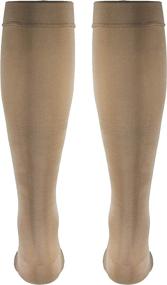 img 1 attached to Truform Women's Knee High Compression Stockings, 20-30 mmHg for Varicose Veins, Open Toe, Beige, Medium