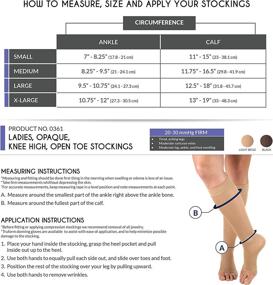 img 3 attached to Truform Women's Knee High Compression Stockings, 20-30 mmHg for Varicose Veins, Open Toe, Beige, Medium