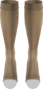 img 2 attached to Truform Women's Knee High Compression Stockings, 20-30 mmHg for Varicose Veins, Open Toe, Beige, Medium