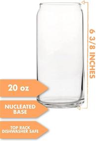 img 3 attached to 🍺 Set of 4 Drinking Glasses - 20 oz Soda Can Shaped Tumblers for Iced Coffee and Tea - Tall Glass Cups for Pop, Beer, or Water - Beer Can Style - Perfect Pint Shape with Lid Option