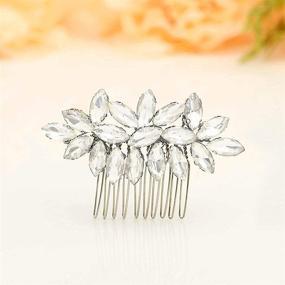 img 2 attached to Stunning Crystal Rhinestone Catery Bride Wedding Hair Comb Accessories for Women - Silver