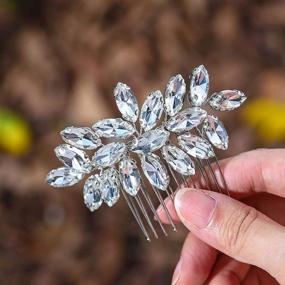 img 3 attached to Stunning Crystal Rhinestone Catery Bride Wedding Hair Comb Accessories for Women - Silver