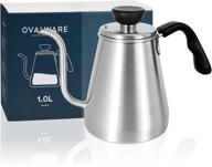 ☕️ овальный чайник для кофе и чая ovalware rj3 из нержавеющей стали - 1,0 л / 34 унции - точное гусиное горлышко для домашнего заваривания, походов и путешествий. логотип