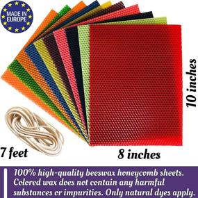 img 1 attached to 🕯️ Beeswax Candle Making Kit: 10 Color Sheets, 10"x8" Honeycomb Beeswax - Handmade in Europe with 100% Pure Beeswax - 7ft Cotton Wick Included - Create Your Own Beeswax Candles!