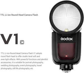 img 2 attached to 📸 Godox V1-C 76Ws 2.4G TTL Round Head Camera Flash Speedlight for Canon - 1/8000 HSS, 480 Full Power Shots, 1.5 sec. Recycle Time, Rechargeable 2600mAh Li-ion Battery, 10 Level Modeling Lamp