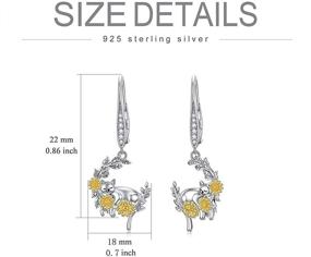 img 1 attached to 🌙 S925 Sterling Silver Lazy Cat Moon Dangle Earrings: A Bohemian Lying Down Cat Drop Earring with Sunflower Design for Women