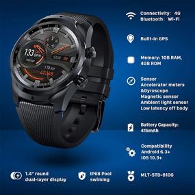 img 1 attached to TicWatch Pro 4G LTE Smartwatch - GPS, NFC, Wear OS by Google, Health Tracker, Calls & Notifications, Music, Swim & Sleep Tracking, Heart Rate Monitor - US Version Смарт-часы TicWatch Pro 4G LTE - GPS, NFC, Wear OS от Google, трекер здоровья, звонки и уведомления, музыка, отслеживание плавания и сна, монитор сердечного ритма - Американская версия