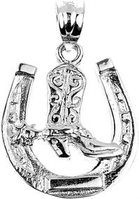 img 1 attached to Sterling Silver Horseshoe Cowboy Pendant