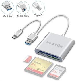 img 4 attached to 🚀 Rocketek USB C CF Card Reader: 3-in-1 Micro USB to USB Type-C Adapter for SD/MicroSD Cards