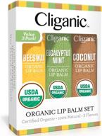 cliganic usda organic lip balm set - 3 flavors - natural moisturizer for cracked and dry lips: effective and 100% organic logo