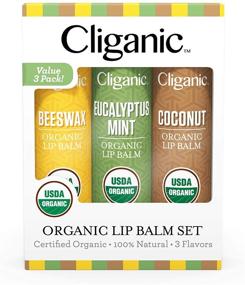 img 1 attached to Cliganic USDA Organic Lip Balm Set - 3 Flavors - Natural Moisturizer for Cracked and Dry Lips: Effective and 100% Organic