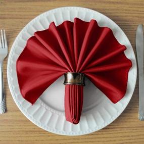 img 3 attached to Stylish Cherry Red Polyester Cloth Napkins 🍒 Set - TableLinensforLess 17x17 Inch, Pack of 6
